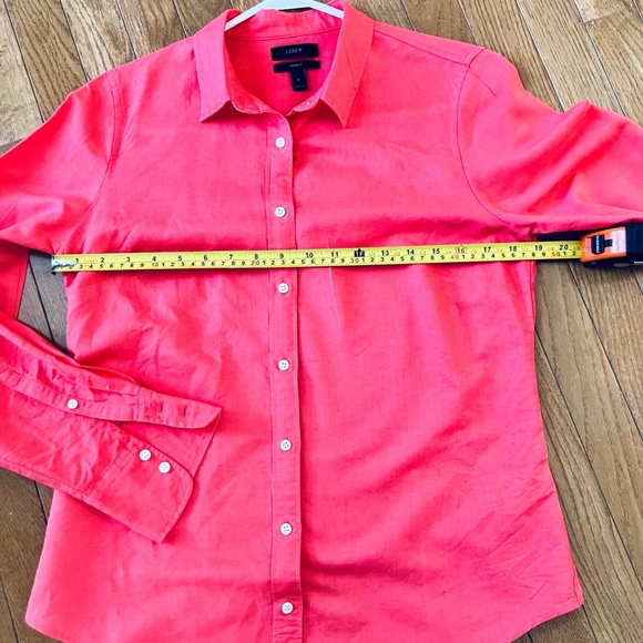 J. Crew Coral Linen Blend Long Sleeve Perfect Shirt size 8 - Picture 4 of 8